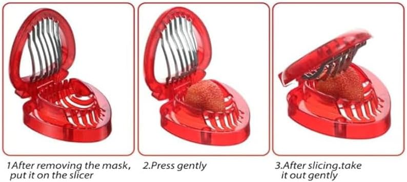 Red Strawberry Slicer,Cup Slicers | Egg Slicers | banana slicers | Strawberry Cutter | Quickly Making Fruit Vegetable,Stainless Steel Blade Kitchen Tools and Gadgets Fruit and Vegetable Tools