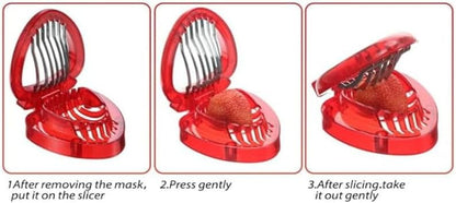 Red Strawberry Slicer,Cup Slicers | Egg Slicers | banana slicers | Strawberry Cutter | Quickly Making Fruit Vegetable,Stainless Steel Blade Kitchen Tools and Gadgets Fruit and Vegetable Tools