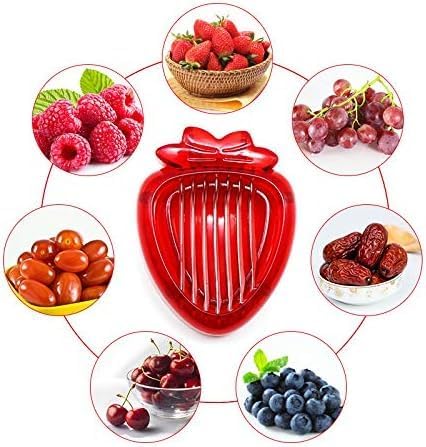 Red Strawberry Slicer,Cup Slicers | Egg Slicers | banana slicers | Strawberry Cutter | Quickly Making Fruit Vegetable,Stainless Steel Blade Kitchen Tools and Gadgets Fruit and Vegetable Tools