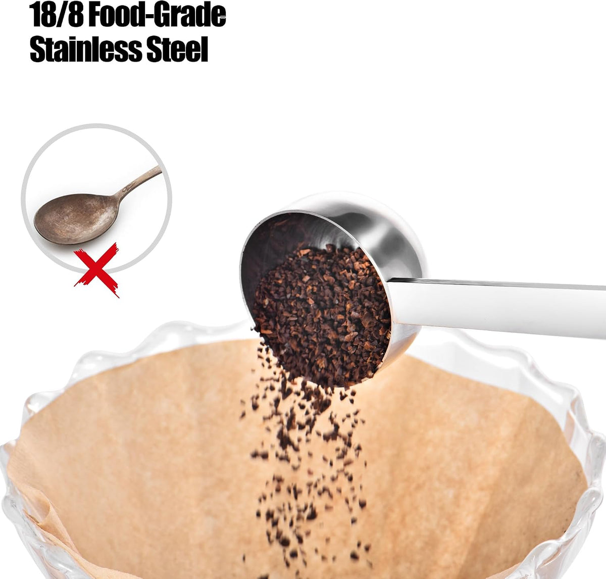 Metal 6.9in Long Handle Coffee Scoop for Ground Coffee (1 Tbsp)