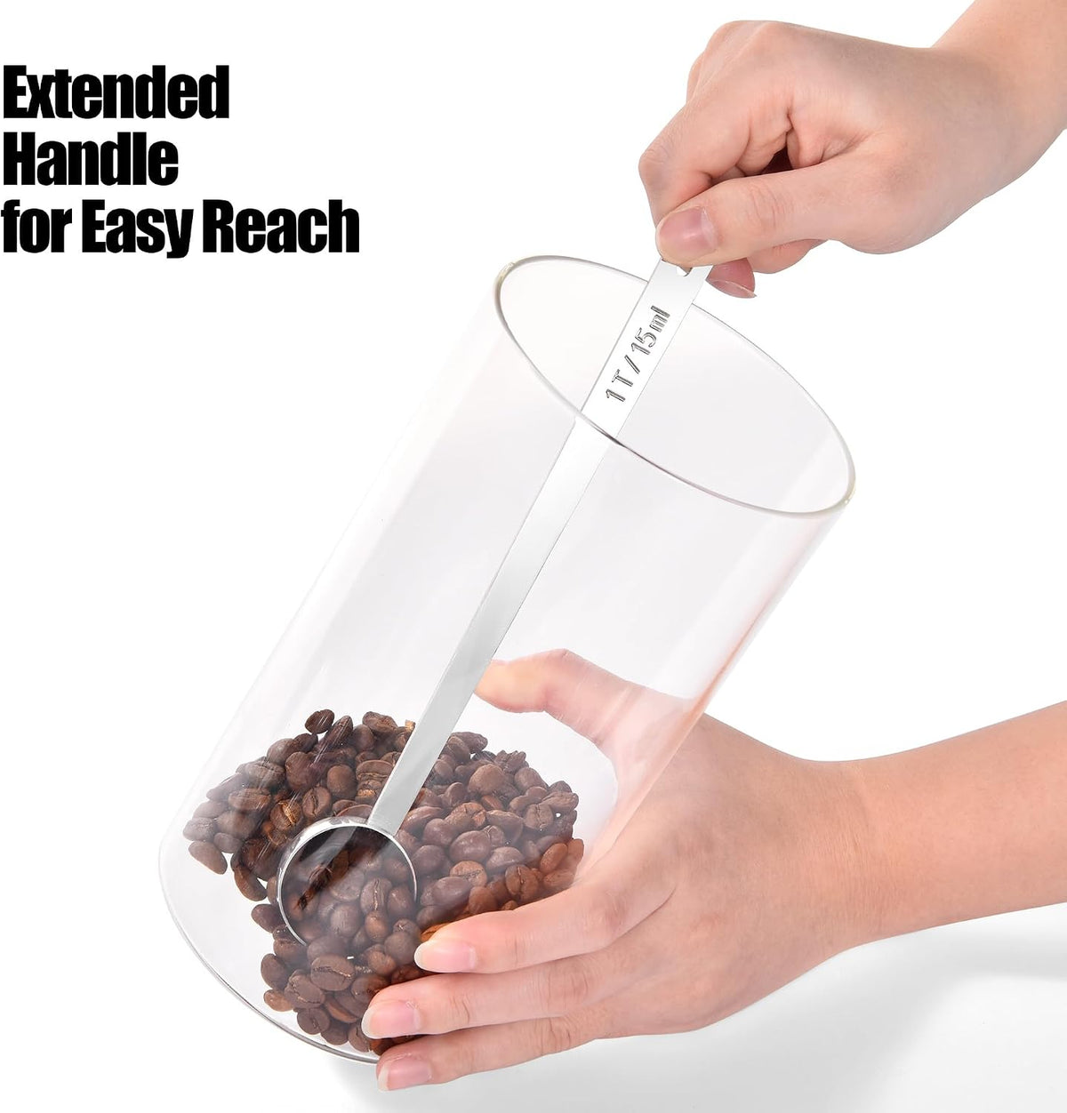 Metal 6.9in Long Handle Coffee Scoop for Ground Coffee (1 Tbsp)