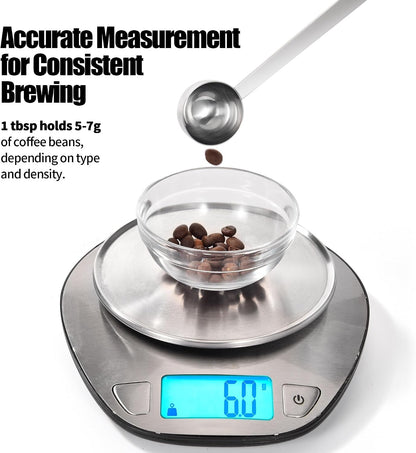 Metal 6.9in Long Handle Coffee Scoop for Ground Coffee (1 Tbsp)