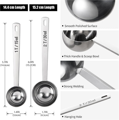 Metal 6.9in Long Handle Coffee Scoop for Ground Coffee (1 Tbsp)