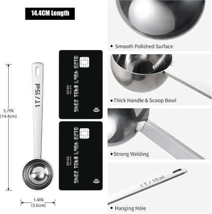 Metal 6.9in Long Handle Coffee Scoop for Ground Coffee (1 Tbsp)