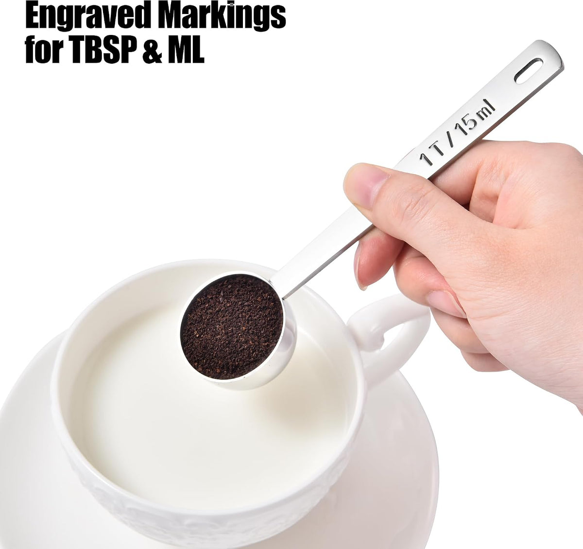 Metal 6.9in Long Handle Coffee Scoop for Ground Coffee (1 Tbsp)