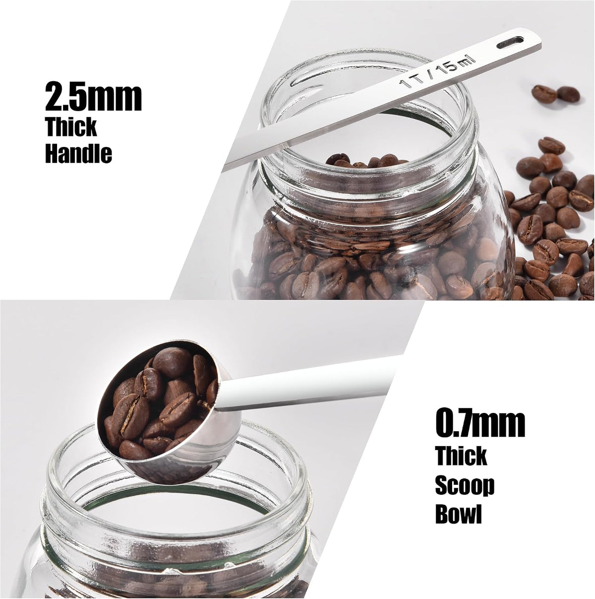 Metal 6.9in Long Handle Coffee Scoop for Ground Coffee (1 Tbsp)