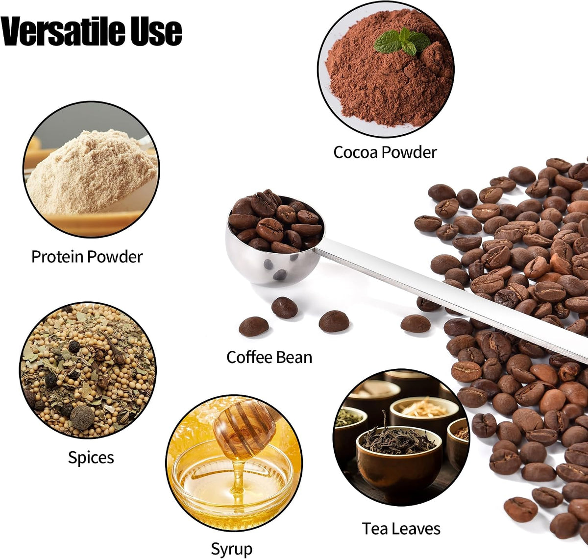 Metal 6.9in Long Handle Coffee Scoop for Ground Coffee (1 Tbsp)