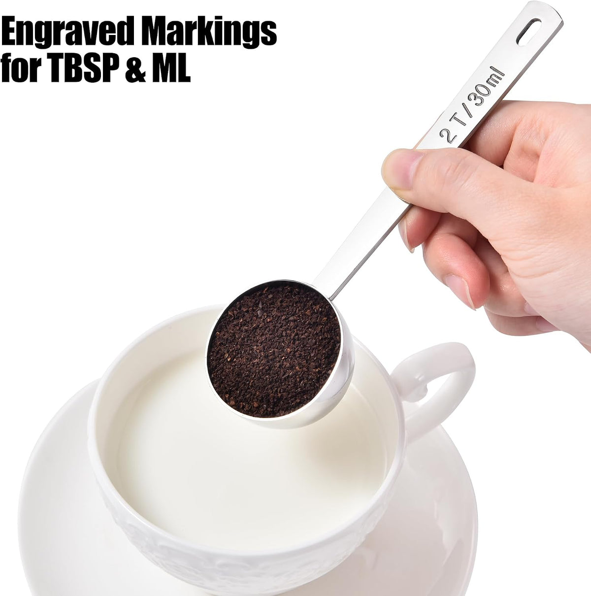 Metal 6.9in Long Handle Coffee Scoop for Ground Coffee (1 Tbsp)