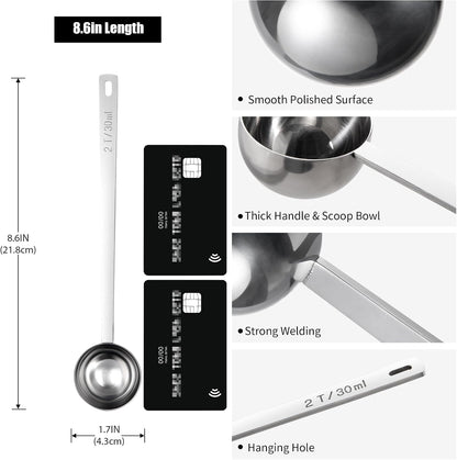 Metal 6.9in Long Handle Coffee Scoop for Ground Coffee (1 Tbsp)