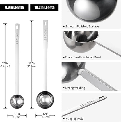 Metal 6.9in Long Handle Coffee Scoop for Ground Coffee (1 Tbsp)