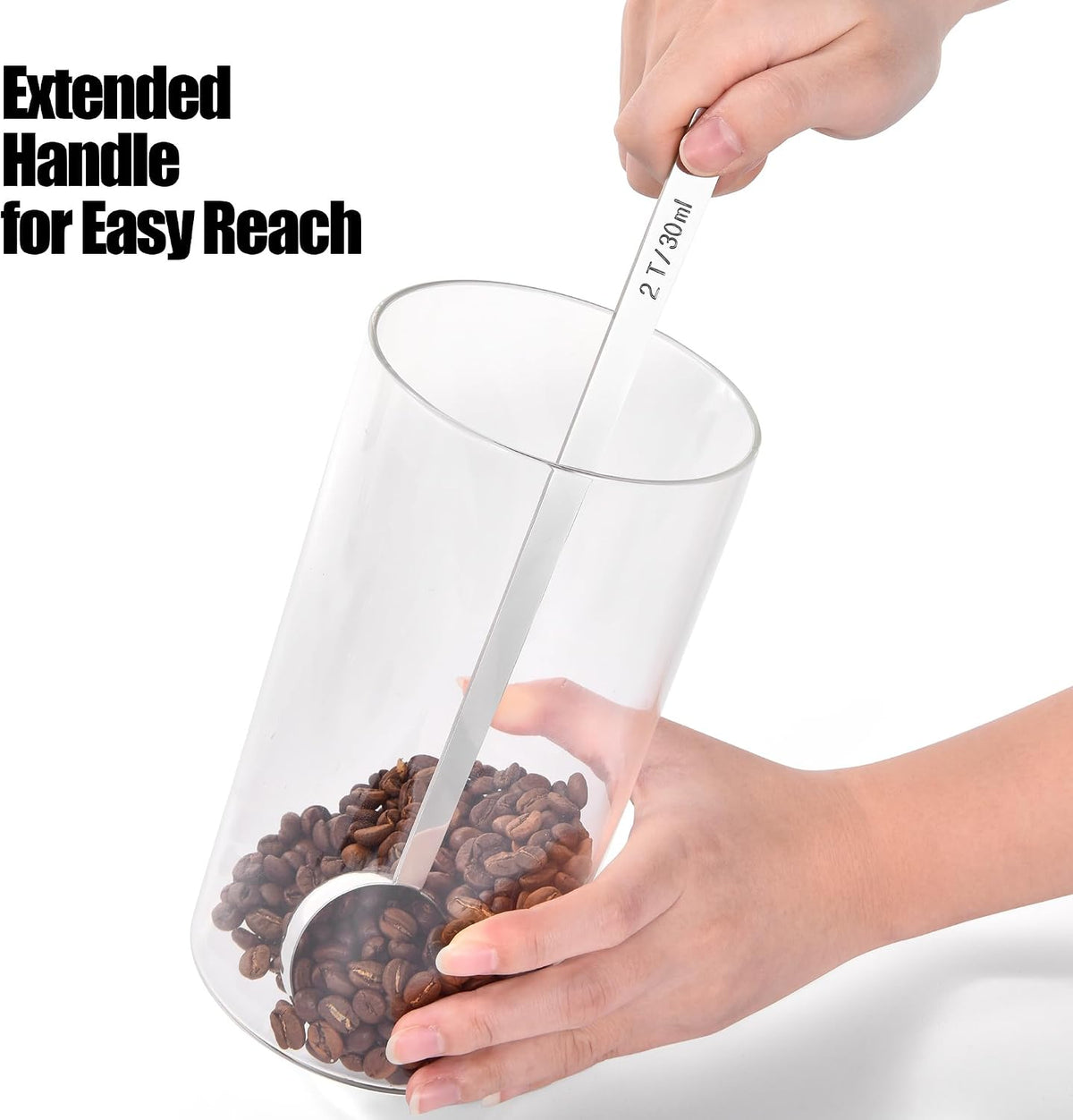 Metal 6.9in Long Handle Coffee Scoop for Ground Coffee (1 Tbsp)