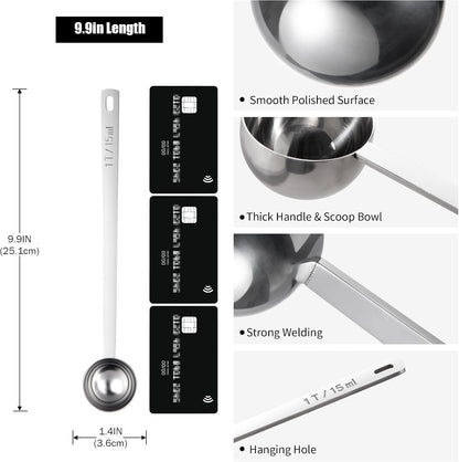 Metal 6.9in Long Handle Coffee Scoop for Ground Coffee (1 Tbsp)
