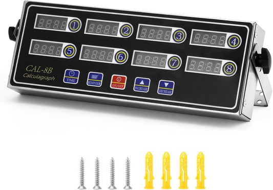 Digital Kitchen Timer - 8-Channel Multi-Timer with Waterproof Panel, Adjustable Volume