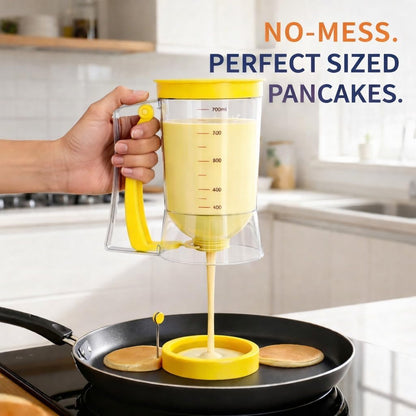 Pancake Batter Dispenser Kit with Pancake Rings, Silicone Spatula Butter Brush, Batter Dispenser Pancake Dispenser for Perfect Pancakes, Cupcake Batter Dispenser, Easy No-Mess Family Breakfast Set