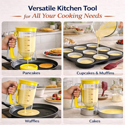 Pancake Batter Dispenser Kit with Pancake Rings, Silicone Spatula Butter Brush, Batter Dispenser Pancake Dispenser for Perfect Pancakes, Cupcake Batter Dispenser, Easy No-Mess Family Breakfast Set