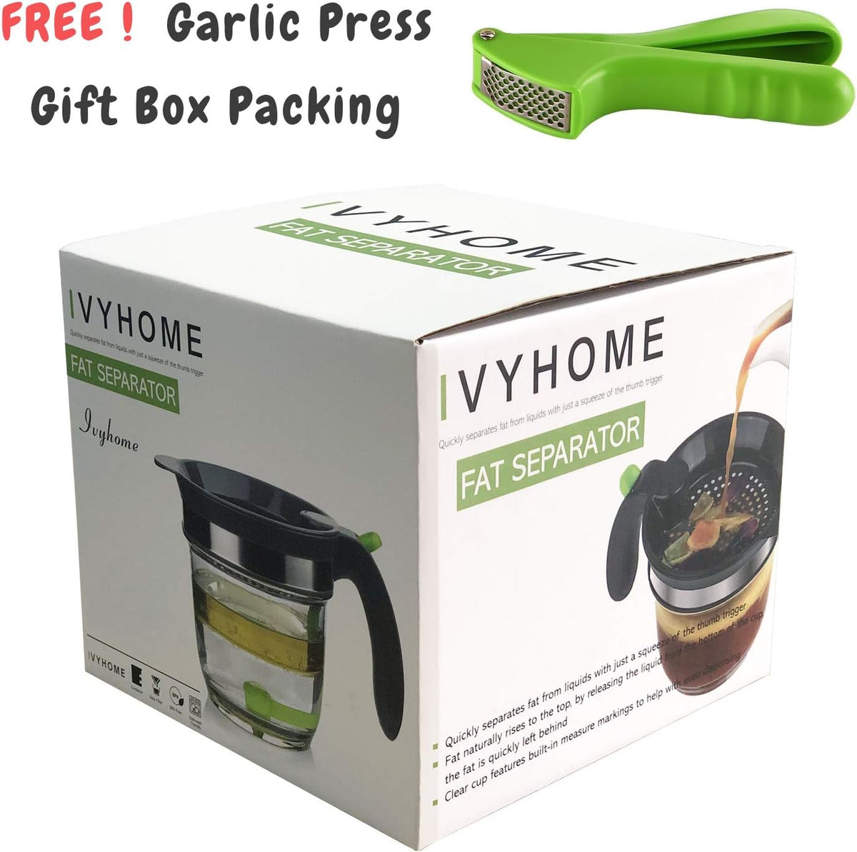 4 Cups Plastic Fat Separator with Bottom Release