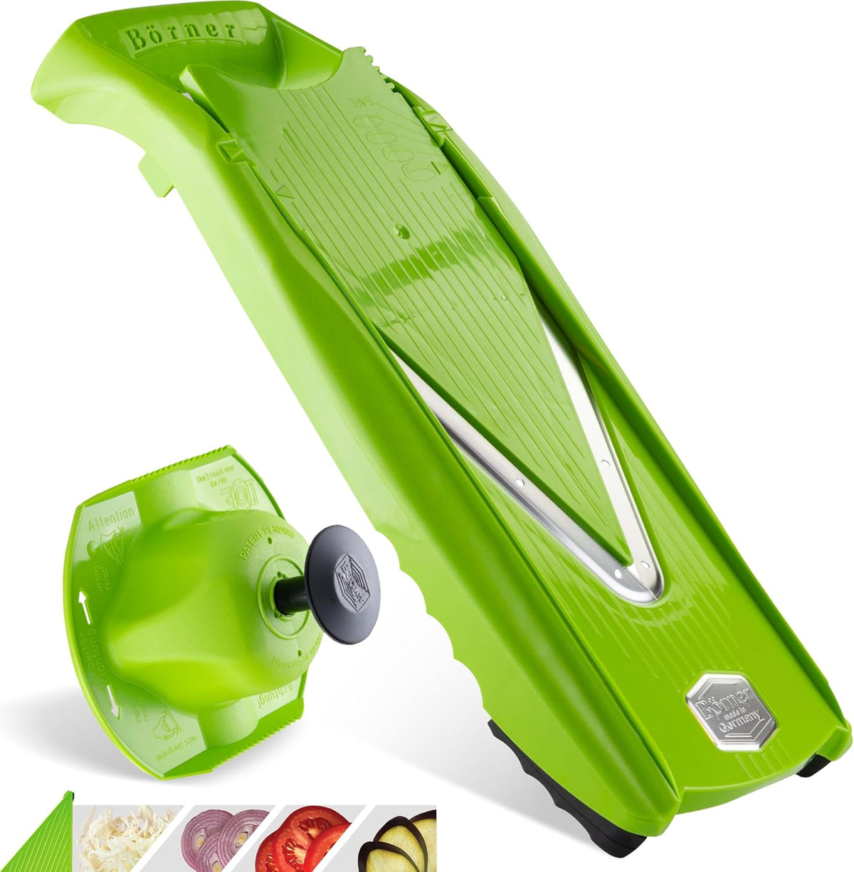 Mandoline Food Slicer V5 (Basic Set) by Reston Lloyd • V-Slicer with Food Holder • Made in Germany • Fruit & Vegetable Chopper • Multiple Settings • Color: Lime
