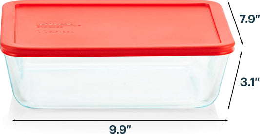 Simply Store Glass Food Storage Container, Snug Fit Non-Toxic Plastic BPA-Free Lids, Freezer Dishwasher Microwave Safe, 11 Cup