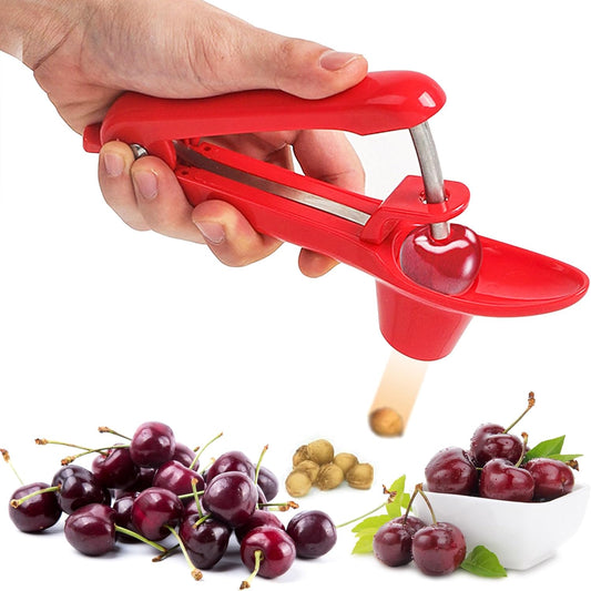 Cherry Pitter Tool, Core Remover, Olive Pitter Remover, Portable Stoner Corer Tool, Heavy-Duty Cherry Seed Remover with Lock Design, Fruit Core Remove Tool for Making Cherry Jam/Cake/Ice Cream (Red)