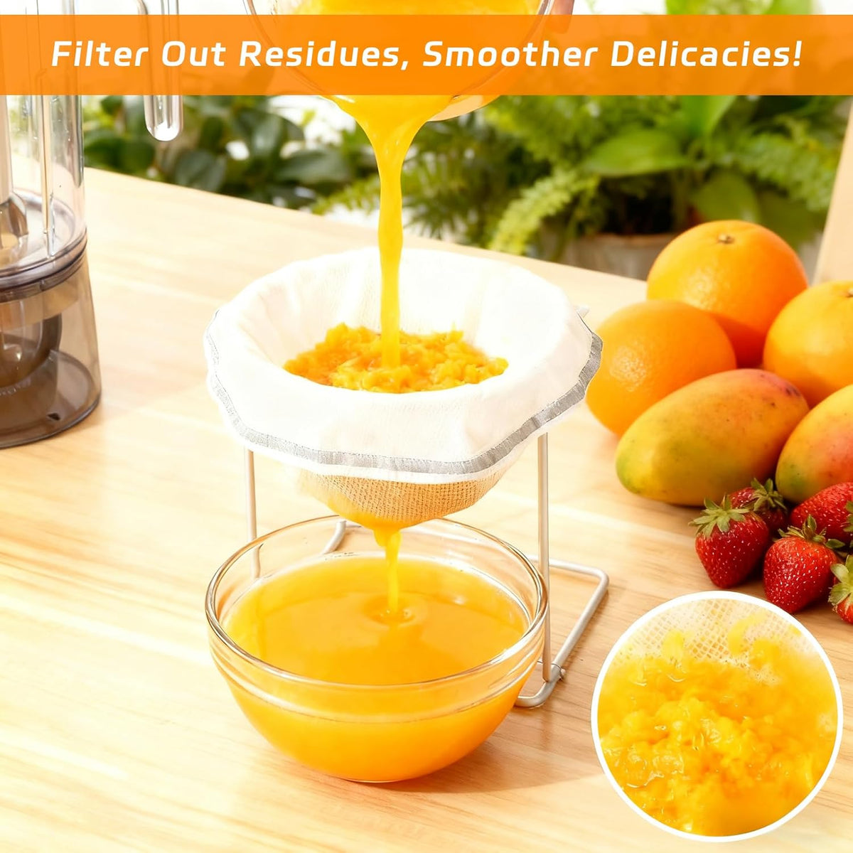 6PCS Cheese Cloth Filling Squeeze Nylon Bags, Bowl-shaped reusable nylon cheese cloth filter bag, Ultra Fine Mesh Strainer Bags, suitable for nut milk, juice, soy milk, dumpling fillings (S, M, L)