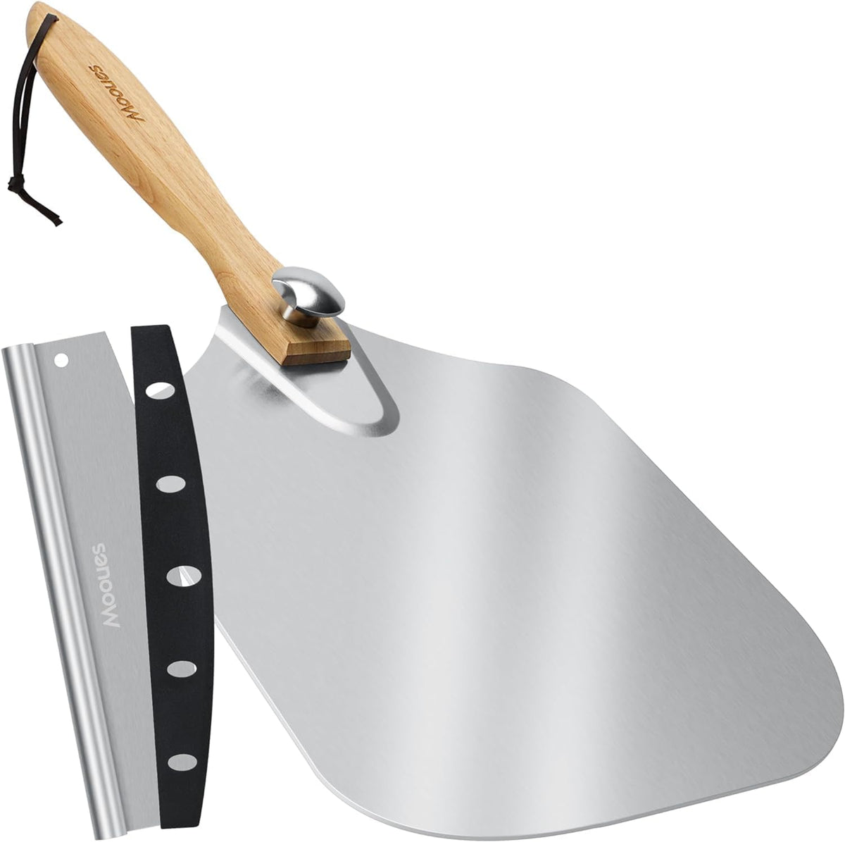 Pizza Peel Aluminum 12 inch Pizza Spatula with Rocker Cutter