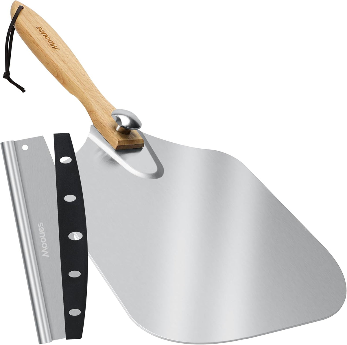 Pizza Peel Aluminum 12 inch Pizza Spatula with Rocker Cutter