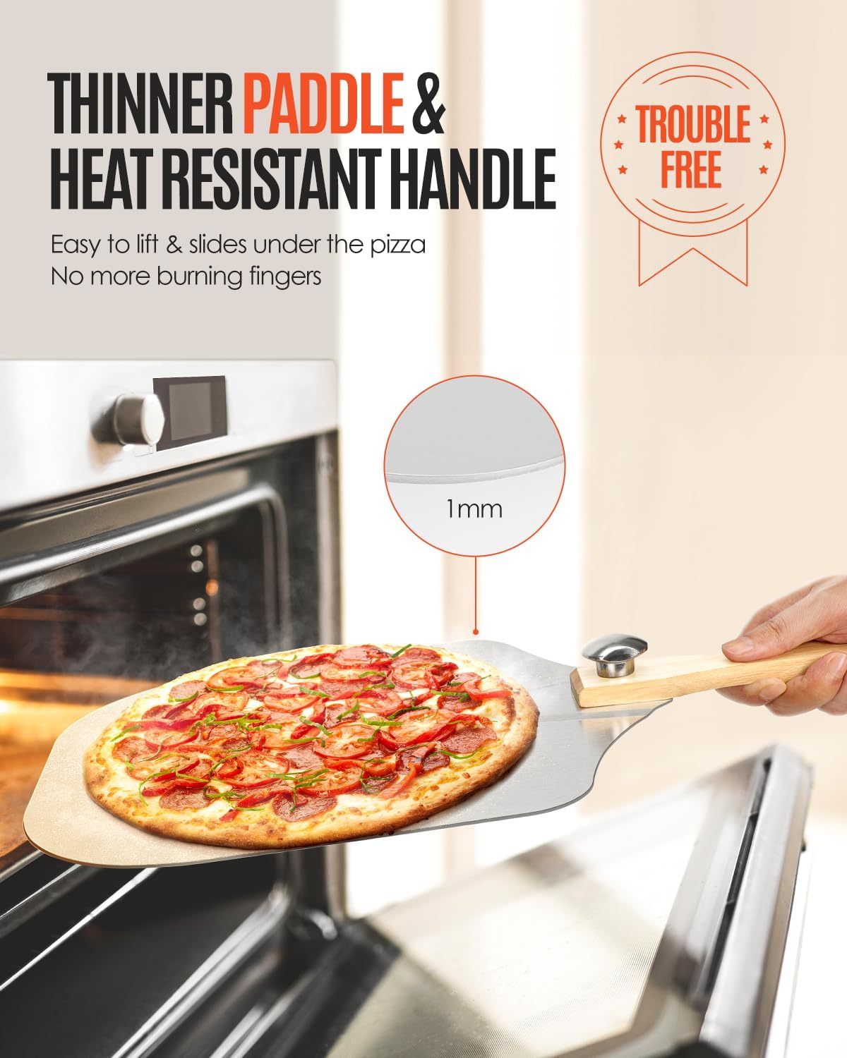 Pizza Peel Aluminum 12 inch Pizza Spatula with Rocker Cutter