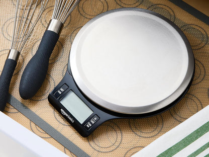 Digital Kitchen Scale with LCD Display, Tare Function, Multiple Units, Weighs up to 11 Pounds, Batteries Included, Black and Stainless Steel