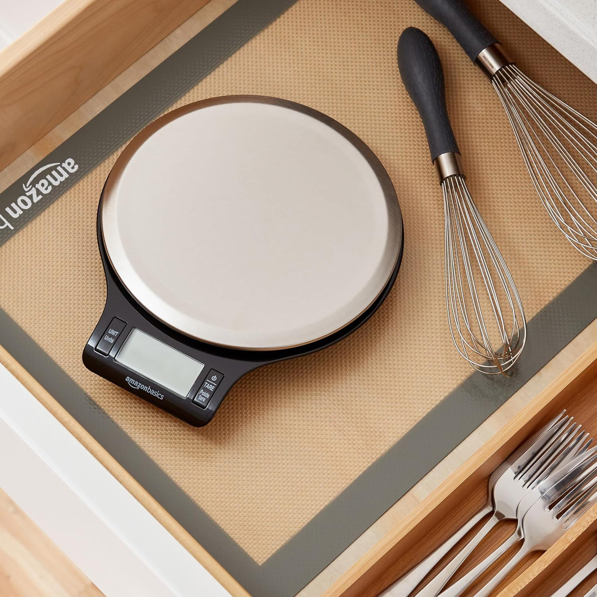 Digital Kitchen Scale with LCD Display, Tare Function, Multiple Units, Weighs up to 11 Pounds, Batteries Included, Black and Stainless Steel