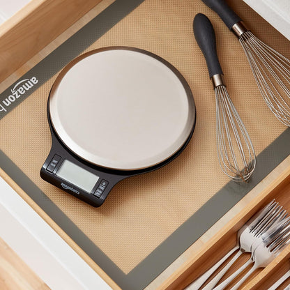 Digital Kitchen Scale with LCD Display, Tare Function, Multiple Units, Weighs up to 11 Pounds, Batteries Included, Black and Stainless Steel