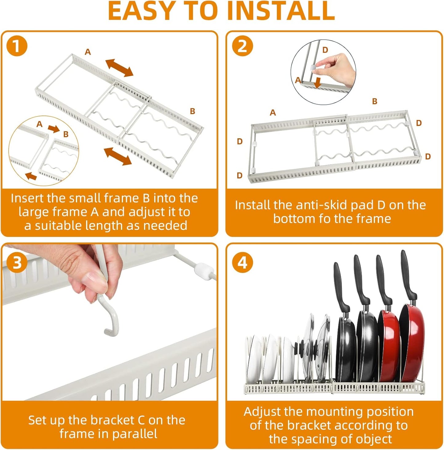 Pot and Pan Lid Organizer Rack for Under Cabinet, 12"-23" Expandable | 10 Adjustable Dividers, Holds Pan Lids, Cookware & Bakeware, Creates Tidy Cabinet Storage, Durable Metal, Bronze