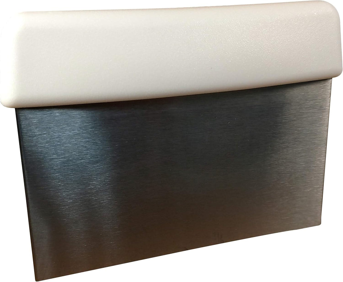 Professional Bench & Dough Scraper Stainless Steel with Textured Grip White Handle