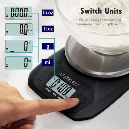Digital Food Scale Small Kitchen Scales Weight in Grams Oz Black