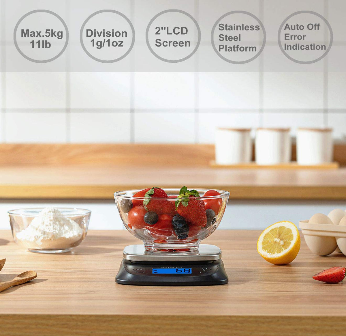 Digital Food Scale Small Kitchen Scales Weight in Grams Oz Black