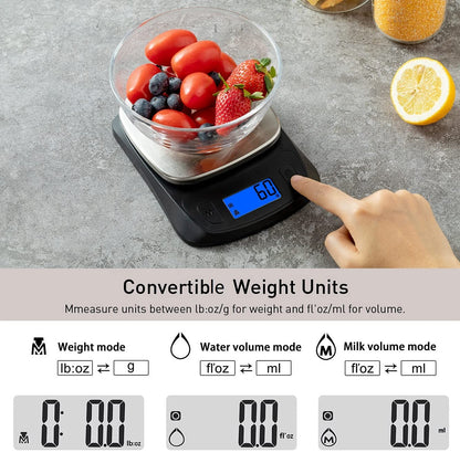 Digital Food Scale Small Kitchen Scales Weight in Grams Oz Black