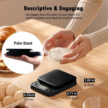 Digital Food Scale Small Kitchen Scales Weight in Grams Oz Black