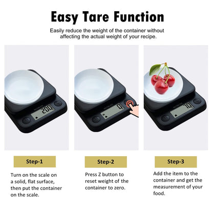 Digital Food Scale Small Kitchen Scales Weight in Grams Oz Black