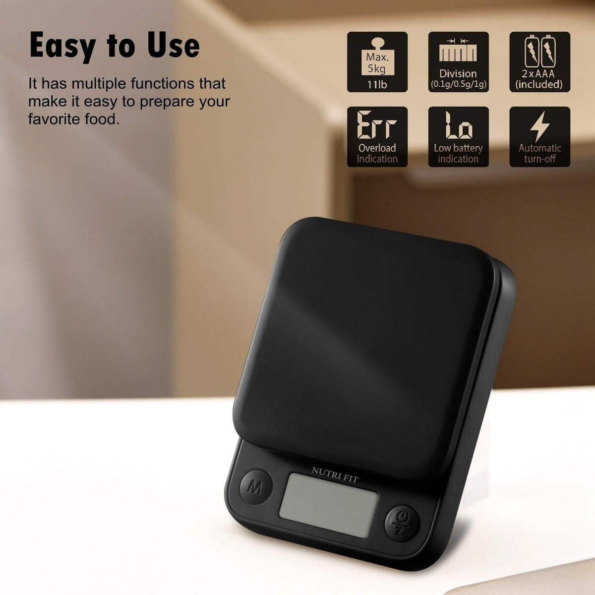 Digital Food Scale Small Kitchen Scales Weight in Grams Oz Black