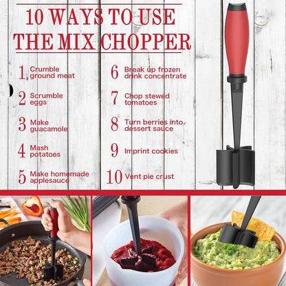 Meat Chopper Ground Beef Masher Tool for Hamburger | 5 Curve Blades Heat Resistant Meat Masher Tool, Turkey and More, Nylon Hamburger Chopper Utensil Non-scratch Utensils-Black