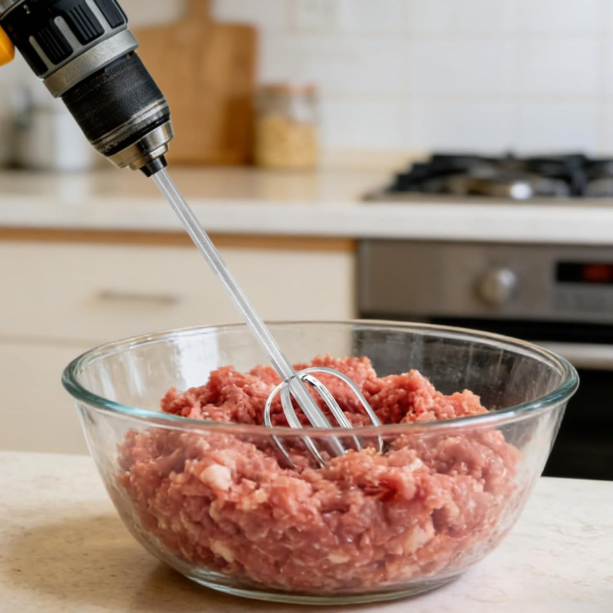 Meat Grinder & Egg Beater Drill Attachment (Silver)
