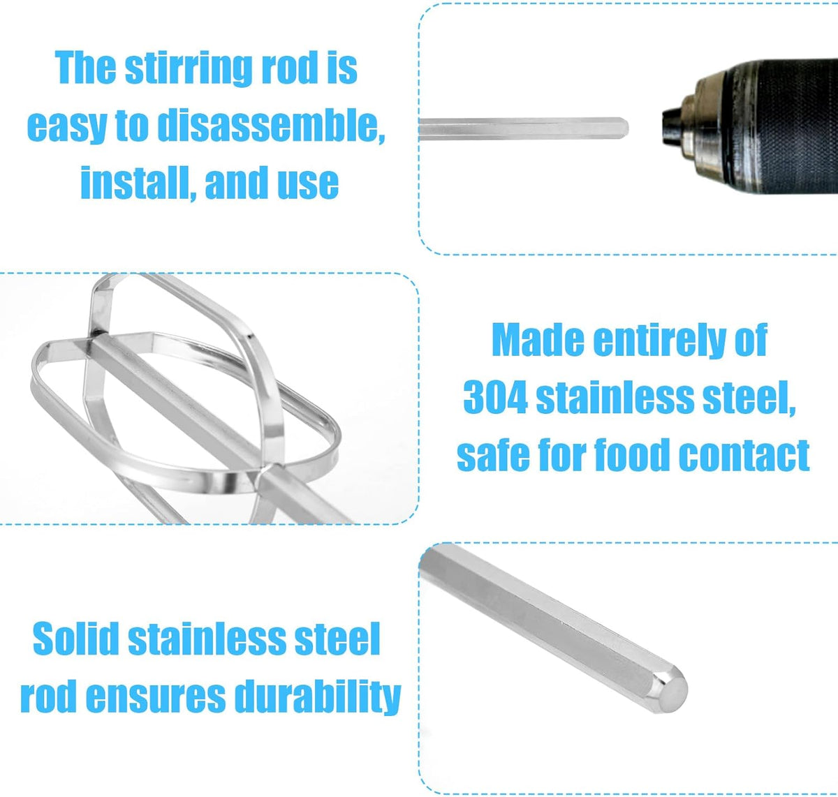 Meat Grinder & Egg Beater Drill Attachment (Silver)