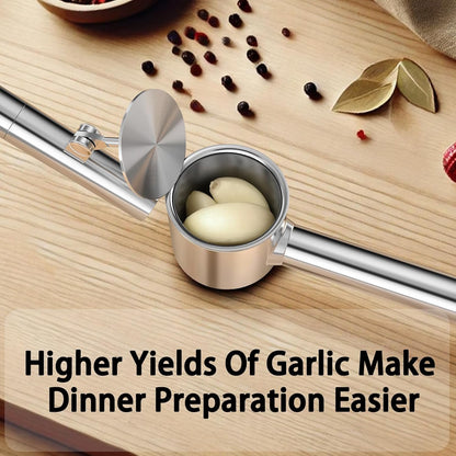 5-in-1 Stainless Steel Garlic Press Set with Jumbo Chamber & Mincer - Heavy Duty Rustproof Garlic Crusher with Ergonomic Handle, Dishwasher Safe, Easy Squeeze Design for Ginger, Nuts, Herbs
