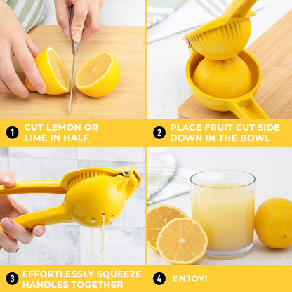Metal Lemon Squeezer - Handheld Lemon Juicer Squeezer - Easy to Use Citrus Juicer - Manual Press for Extracting the Most Juice Possible - Extracts Every Last Drop