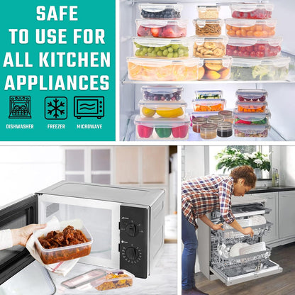 Large Food Storage Containers with Lids Airtight-85 OZ to small Containers-Total 526OZ Stackable Kitchen Set -BPA Free Leak proof containers- Freezer Microwave safe