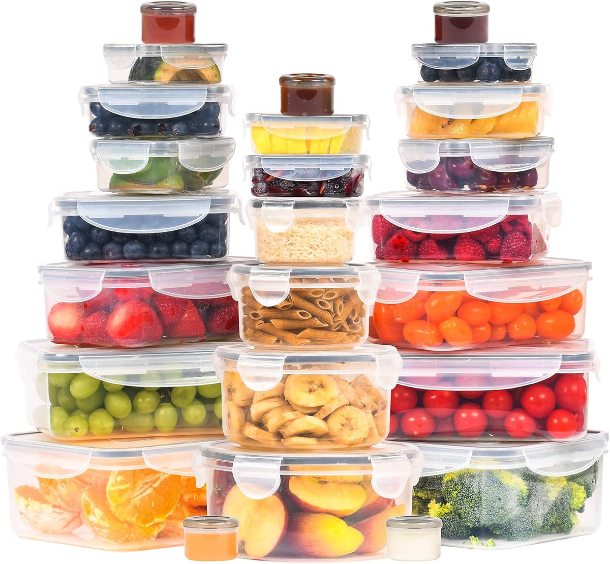 Large Food Storage Containers with Lids Airtight-85 OZ to small Containers-Total 526OZ Stackable Kitchen Set -BPA Free Leak proof containers- Freezer Microwave safe