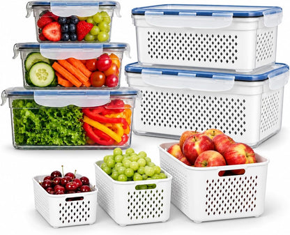 Large Food Storage Containers with Lids Airtight-85 OZ to small Containers-Total 526OZ Stackable Kitchen Set -BPA Free Leak proof containers- Freezer Microwave safe