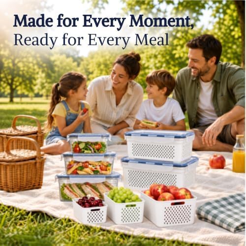 Large Food Storage Containers with Lids Airtight-85 OZ to small Containers-Total 526OZ Stackable Kitchen Set -BPA Free Leak proof containers- Freezer Microwave safe