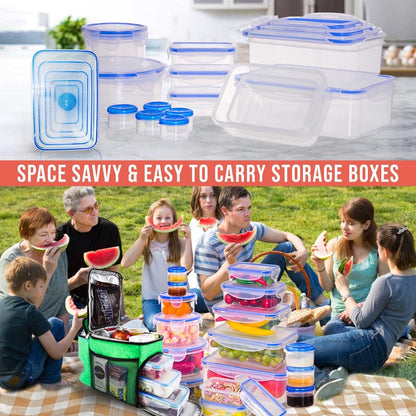 Large Food Storage Containers with Lids Airtight-85 OZ to small Containers-Total 526OZ Stackable Kitchen Set -BPA Free Leak proof containers- Freezer Microwave safe