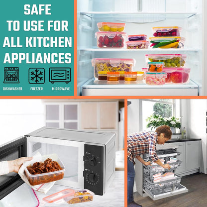 Large Food Storage Containers with Lids Airtight-85 OZ to small Containers-Total 526OZ Stackable Kitchen Set -BPA Free Leak proof containers- Freezer Microwave safe