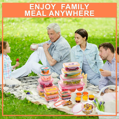 Large Food Storage Containers with Lids Airtight-85 OZ to small Containers-Total 526OZ Stackable Kitchen Set -BPA Free Leak proof containers- Freezer Microwave safe